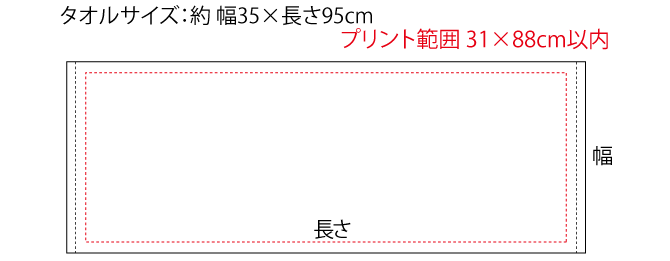 ロングサイズタオルプリント範囲について